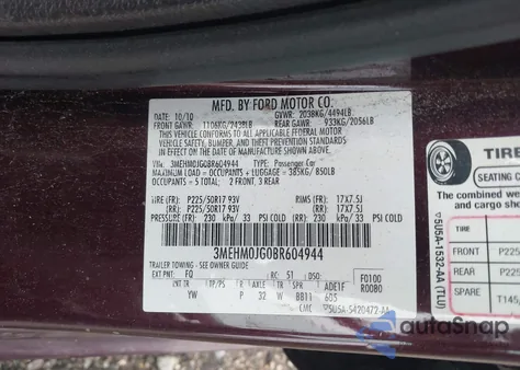 2011 Mercury Milan Premier из США, поврежденный, VIN 3MEHM0JG0BR604944